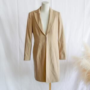 Ann Klein Beige Long Blazer coat size 2 XS